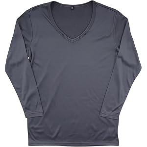 Airin メンズ 裏起毛 ストレッチ素材 厚地 V首 長袖インナー