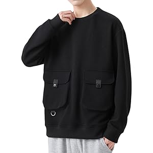 HOTIAN メンズ ポケット付き トレーナー