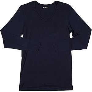 HIROKO KOSHINO メンズ レーヨンベア天 温度調整 長袖V首シャツ