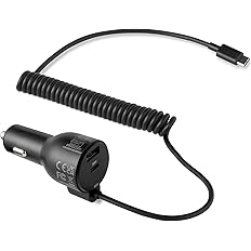 【スマイルSale】【63%OFF】【600円】 Amazonベーシック 60W 2ポート コイルケーブル 車載充電器 高速充電対応 カーチャージャー