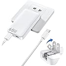 【15%OFF+45%OFF】【1,674円】 SUNTAIHO 65W 薄型 2ポート 折畳式プラグ 急速充電器 100Wケーブル付き