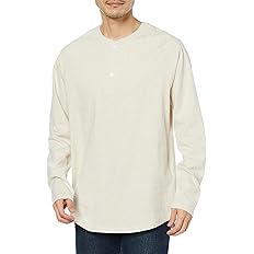 【値下げ】【42%OFF】【742円】 Amazon Essentials メンズ ヘンリーネック コットン100% レギュラーフィット 長袖シャツ