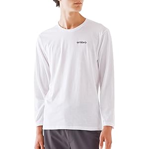 グンゼ umbro メンズ ワンポイントロゴ 綿100% クルーネック ロングスリーブシャツ