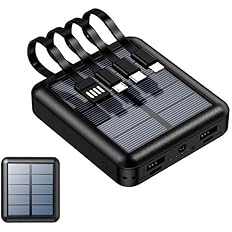 【値下げ】【880円】 HiMeHouse ソーラー充電 10000mAh 4本ケーブル内蔵 モバイルバッテリー