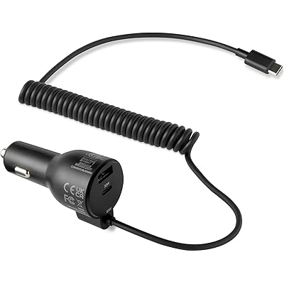 【単ポート30W】Amazonベーシック 計60W 2ポート搭載(USB-C / USB-A) 内蔵コイルケーブル付き車載充電器 税込1,040円 プライム会員送料無料